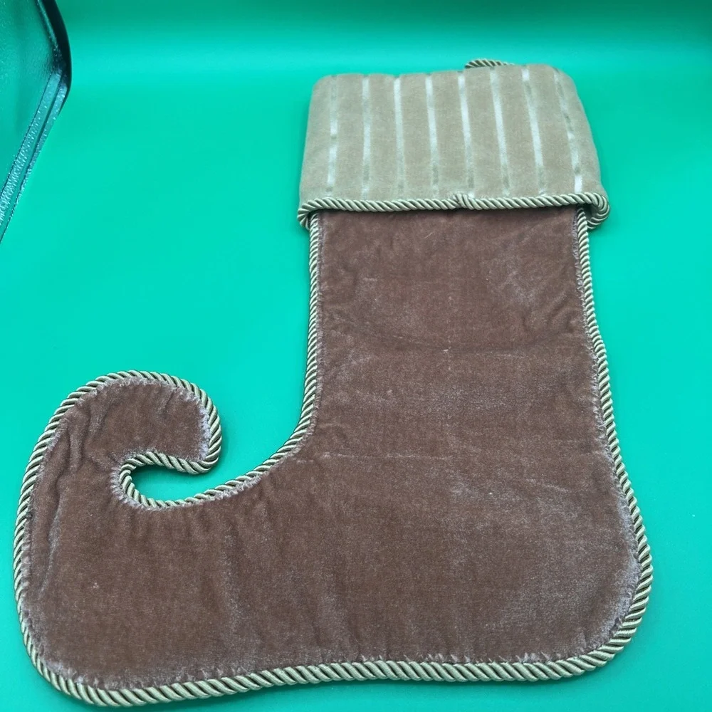 New no tags Gold‎ Velvet Satin Christmas Stocking Elegant Tapestry Elf Boot